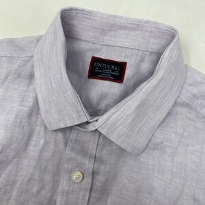 UNTUCKit Cameron Men's Large Linen Slim Fit Purple Short Sleeve Button Shirt